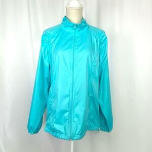 Vintage Y2K SB Windbreaker Jacket Teal Aqua Blue Lightweight Women’s XL